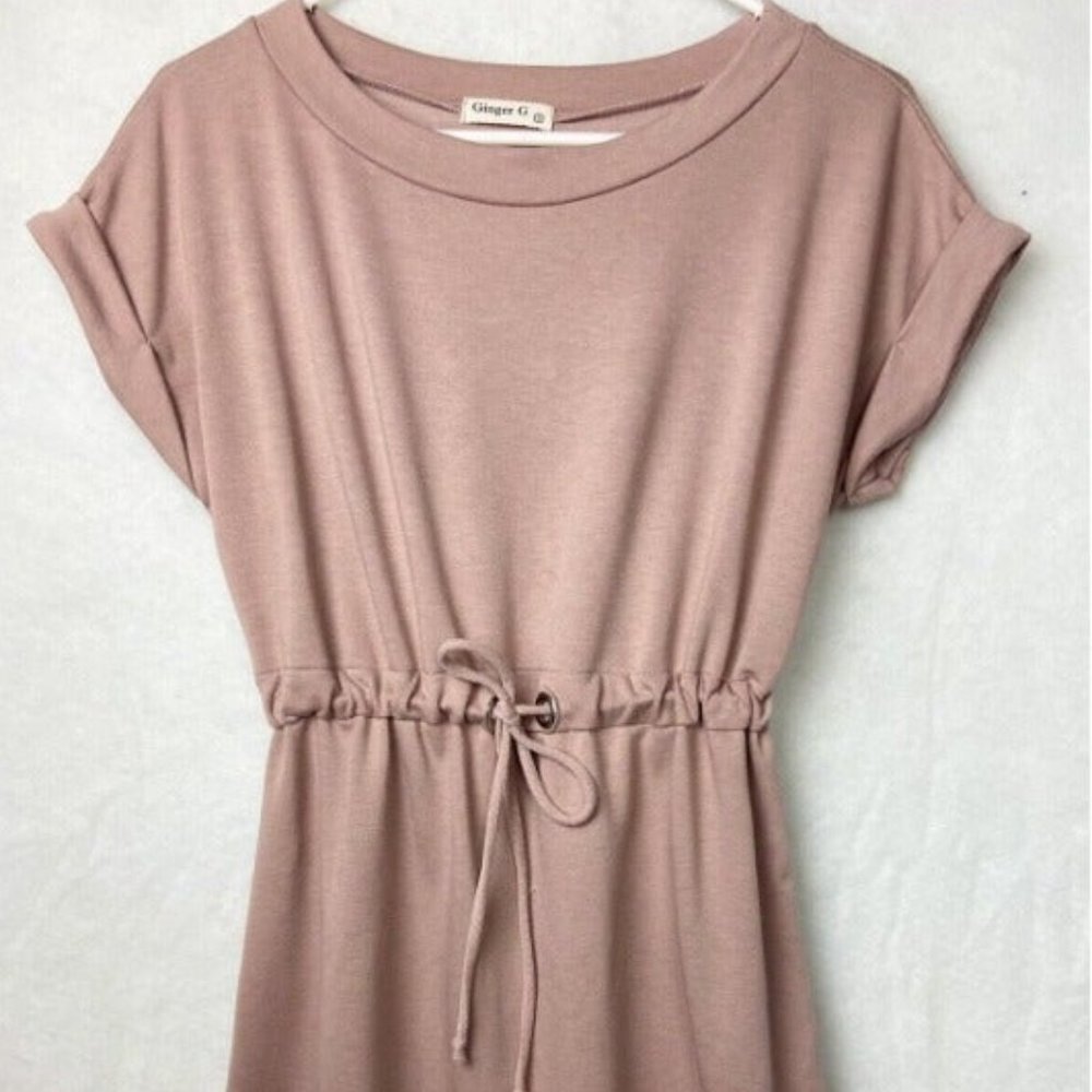 Ginger G Jr Women's "Sweatshirt" DRESS mauve/dusty pink waist tie Size S